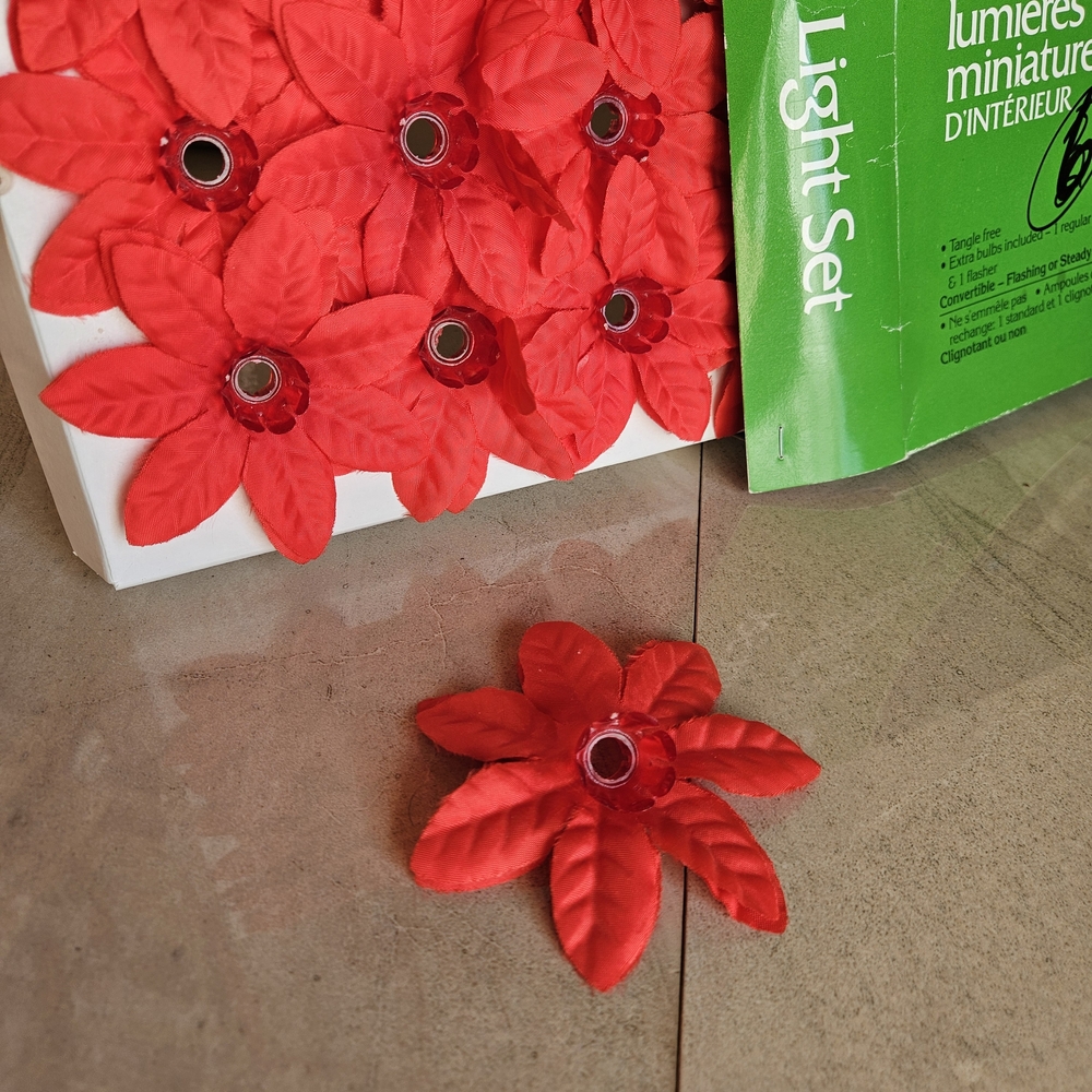 Red Poinsettia Holiday Light Set